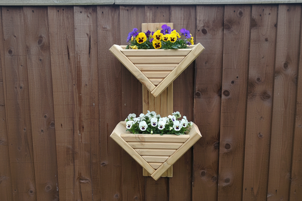 Diamond-Shaped Wall Planter 2 Tier - Geometric Garden Planter | FRYDECO