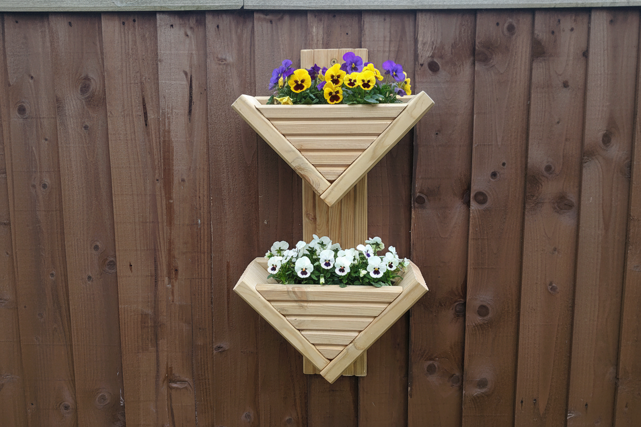 Diamond-Shaped Wall Planter 2 Tier - Geometric Garden Planter | FRYDECO