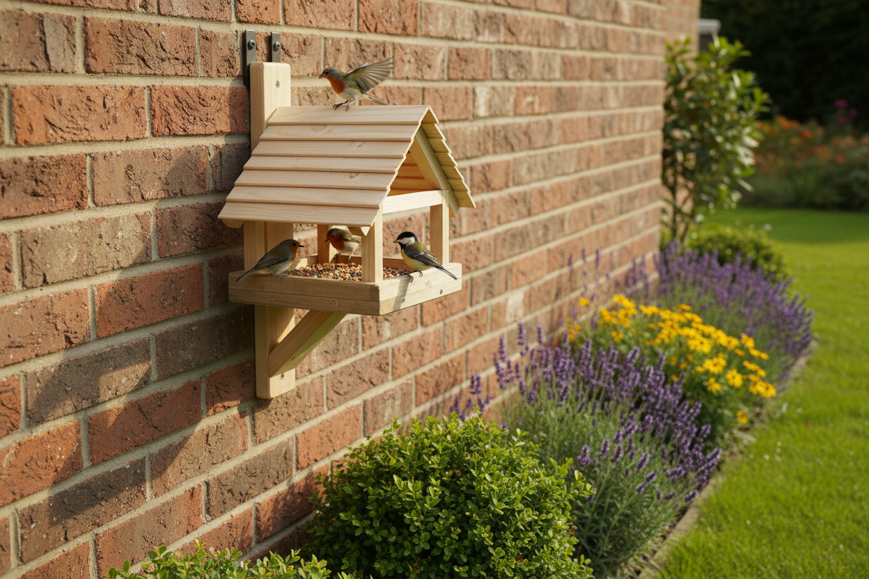 Wooden Bird Feeder with Pitched Roof - Handcrafted Bird House | FRYDECO
