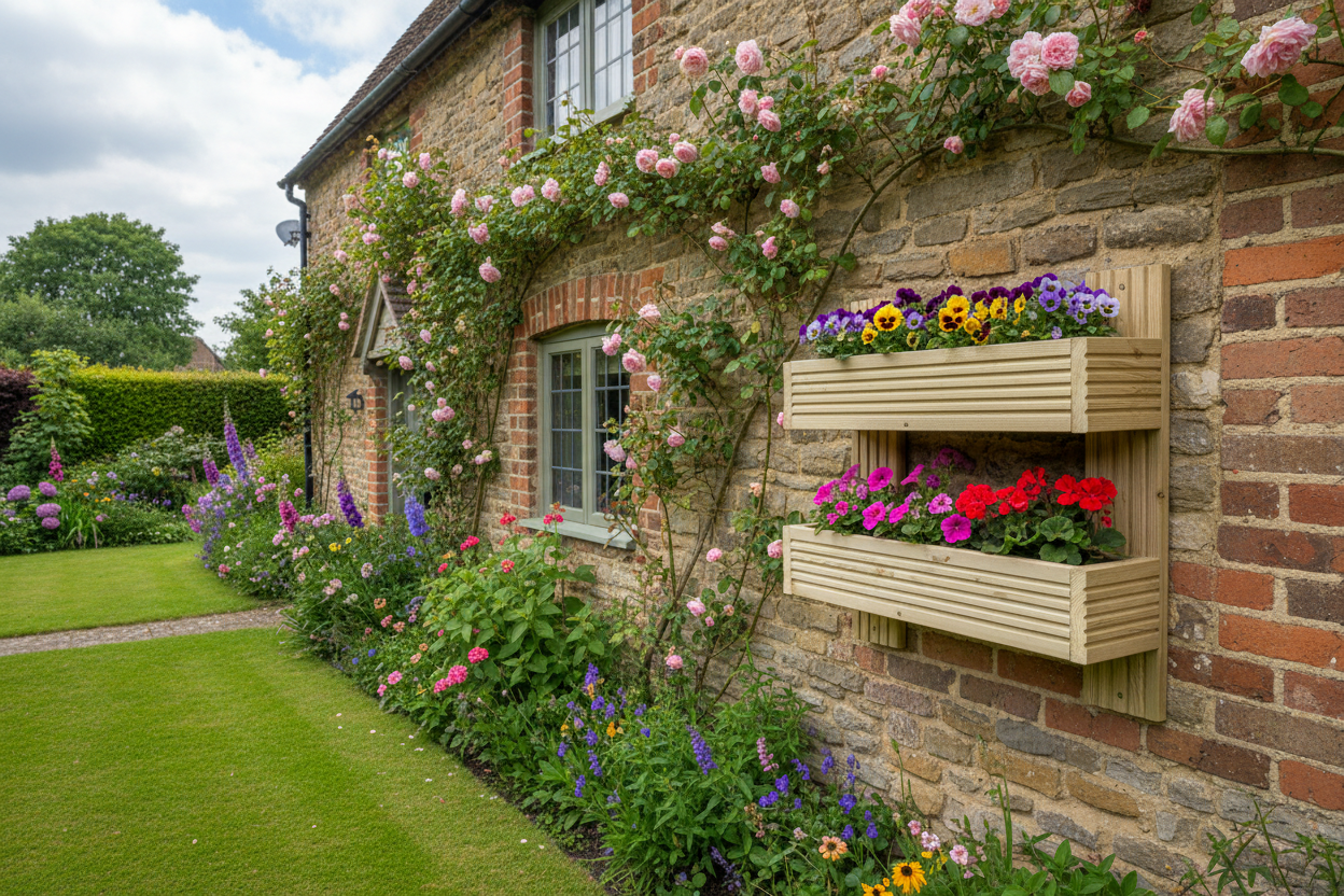 Vertical 2-Tier Wall Planter - Wooden Garden Planter | FRYDECO