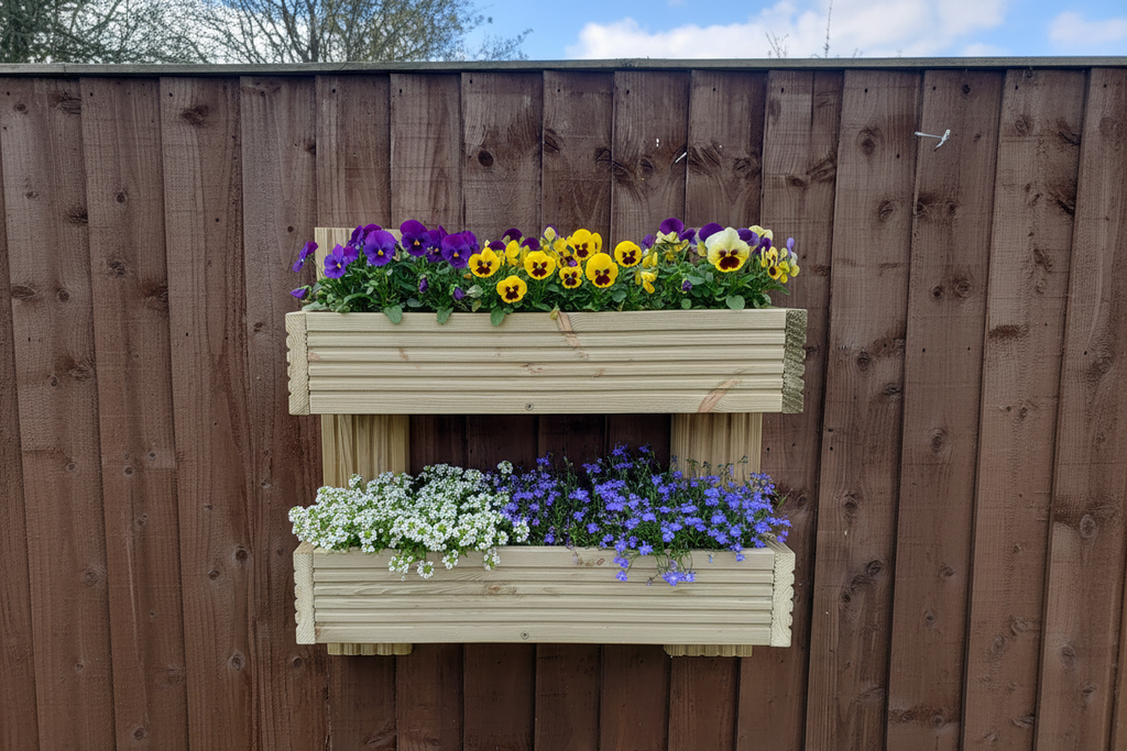 Vertical 2-Tier Wall Planter - Wooden Garden Planter | FRYDECO