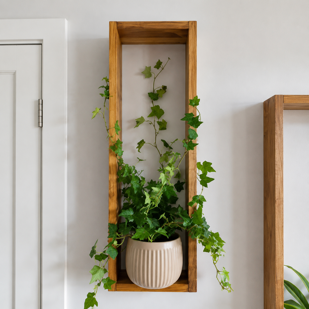 Long Vertical Wall Shelf Set of 2 - Rustic Wood Shelf | FRYDECO
