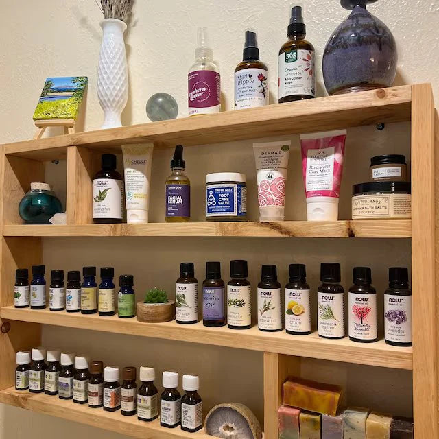 Horizontal Essential Oils Shelf - Wide Wooden Display Shelf | FRYDECO