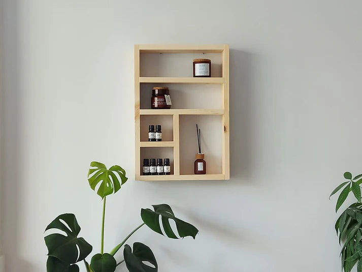 Essential Oils Wall Shelf - Rustic Wooden Display Shelf | FRYDECO