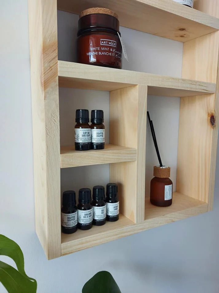 Essential Oils Wall Shelf - Rustic Wooden Display Shelf | FRYDECO