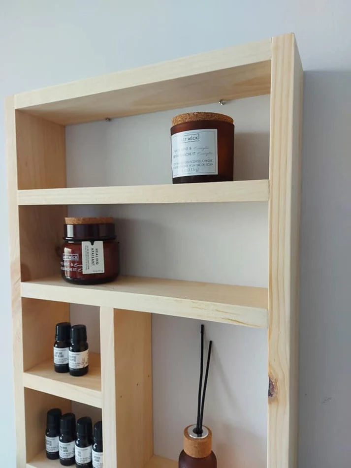 Essential Oils Wall Shelf - Rustic Wooden Display Shelf | FRYDECO