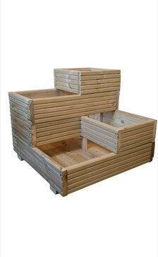 Tiered Wooden Planter Box, Vertical Garden for Herbs, Flowers, Strawberries