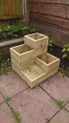 Tiered Wooden Planter Box, Vertical Garden for Herbs, Flowers, Strawberries