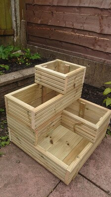 Tiered Wooden Planter Box, Vertical Garden for Herbs, Flowers, Strawberries