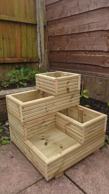 Tiered Wooden Planter Box, Vertical Garden for Herbs, Flowers, Strawberries