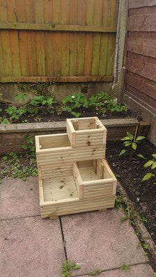Tiered Wooden Planter Box, Vertical Garden for Herbs, Flowers, Strawberries
