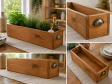 Rustic Wooden Storage Box | Herb Planter | Kitchen Organizer | Handmade Pine Box