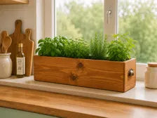 Rustic Wooden Storage Box | Herb Planter | Kitchen Organizer | Handmade Pine Box