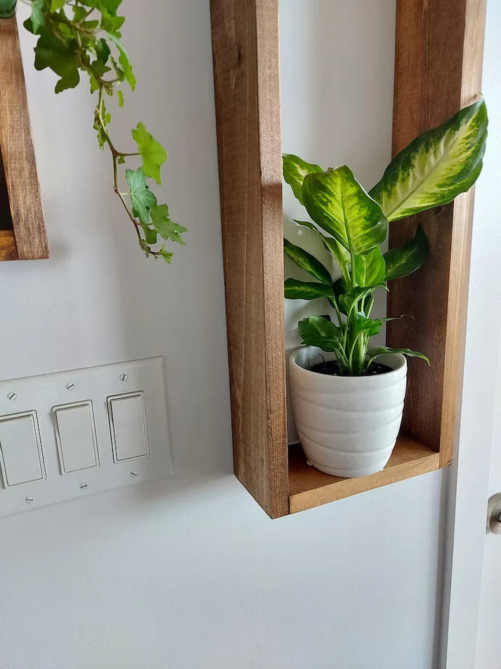 Long Vertical Wall Shelf Set of 2 - Rustic Wood Shelf | FRYDECO