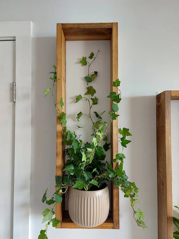 Long Vertical Wall Shelf Set of 2 - Rustic Wood Shelf | FRYDECO