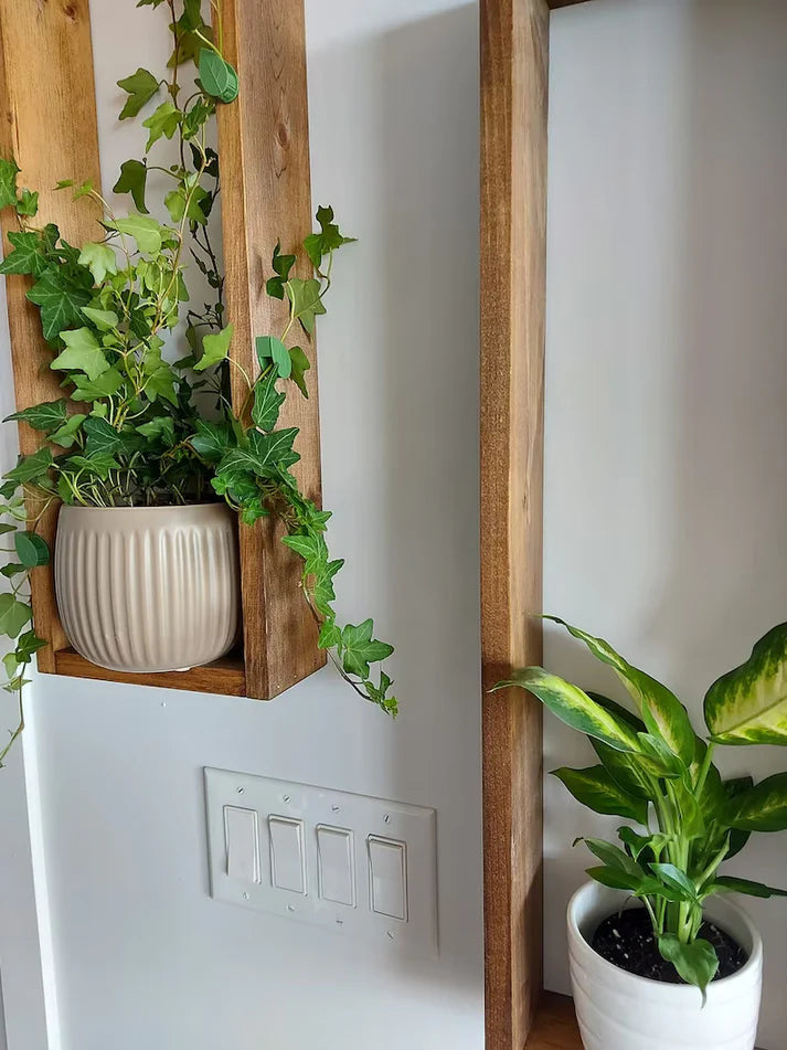 Long Vertical Wall Shelf Set of 2 - Rustic Wood Shelf | FRYDECO