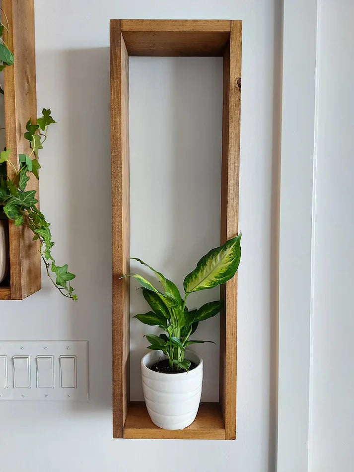 Long Vertical Wall Shelf Set of 2 - Rustic Wood Shelf | FRYDECO