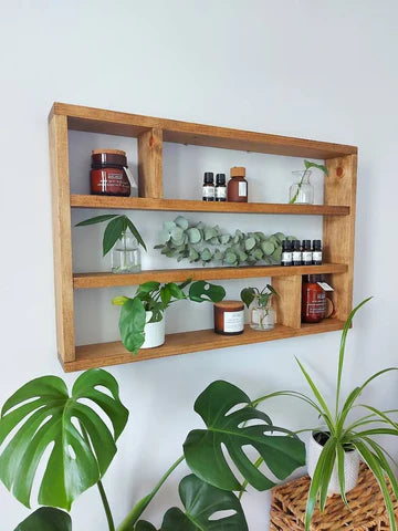 Horizontal Essential Oils Shelf - Wide Wooden Display Shelf | FRYDECO