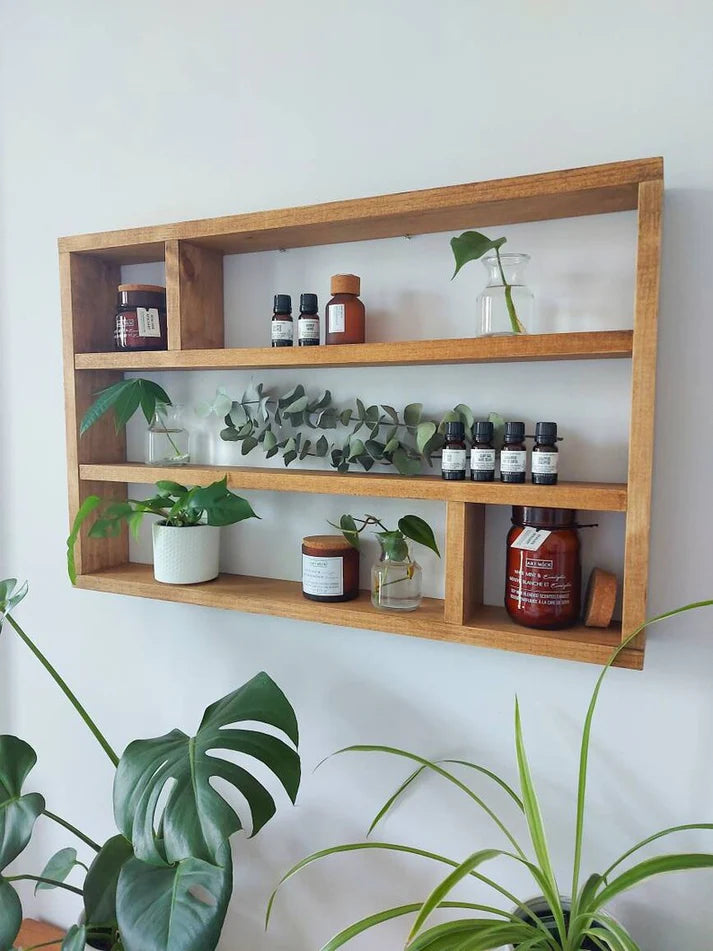 Horizontal Essential Oils Shelf - Wide Wooden Display Shelf | FRYDECO