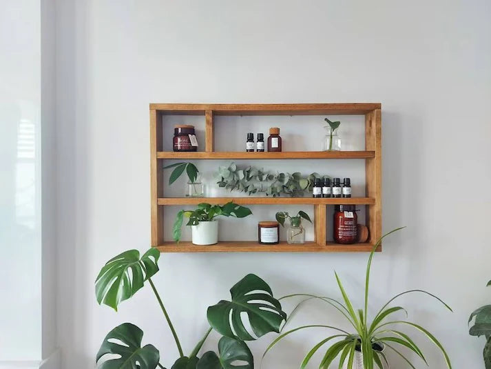 Horizontal Essential Oils Shelf - Wide Wooden Display Shelf | FRYDECO