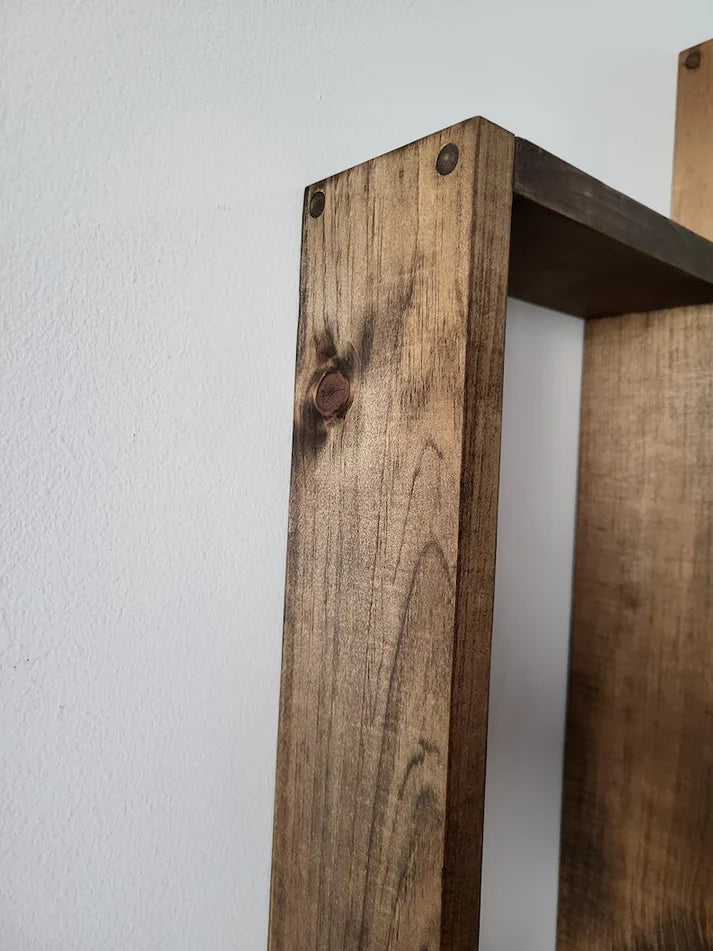 Asymmetric Wooden Wall Shelf Set of 2 - Rustic Plant Shelves | FRYDECO