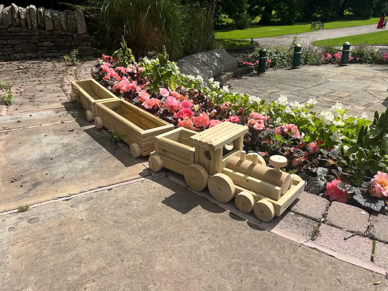 Wooden Train Planter Garden Decoration