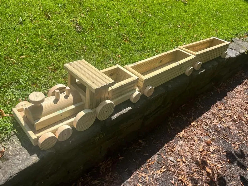 Wooden Train Planter Garden Decoration