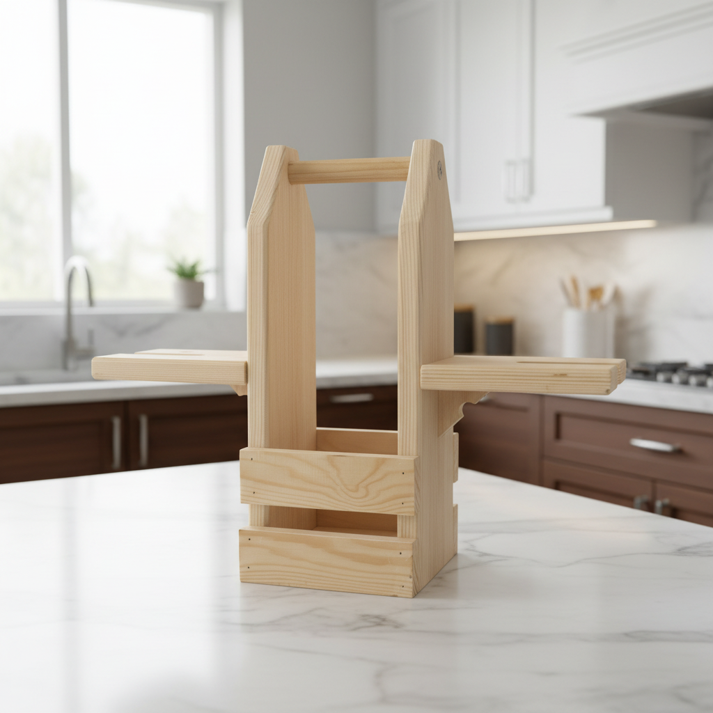 Handcrafted Wooden Wine Bottle & Glass Carrier | FRYDECO