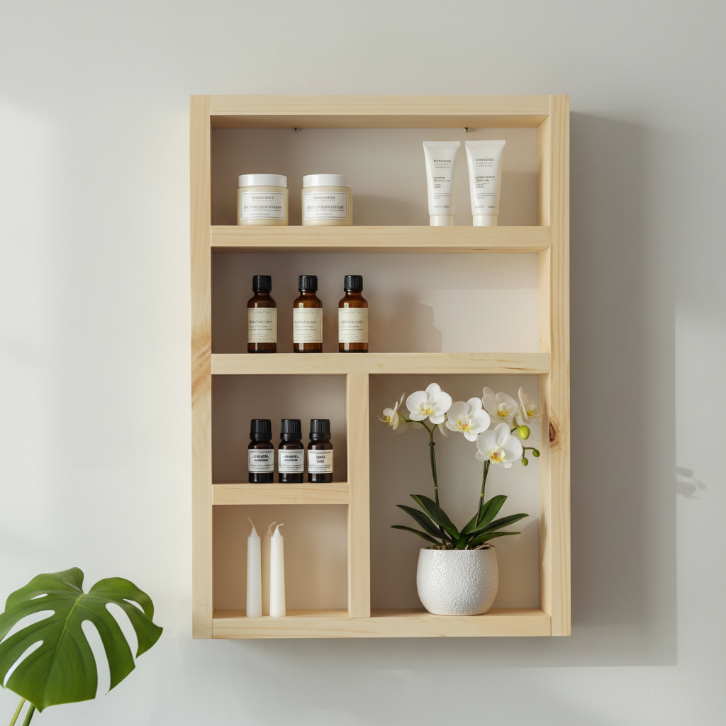 Essential Oils Wall Shelf - Rustic Wooden Display Shelf | FRYDECO