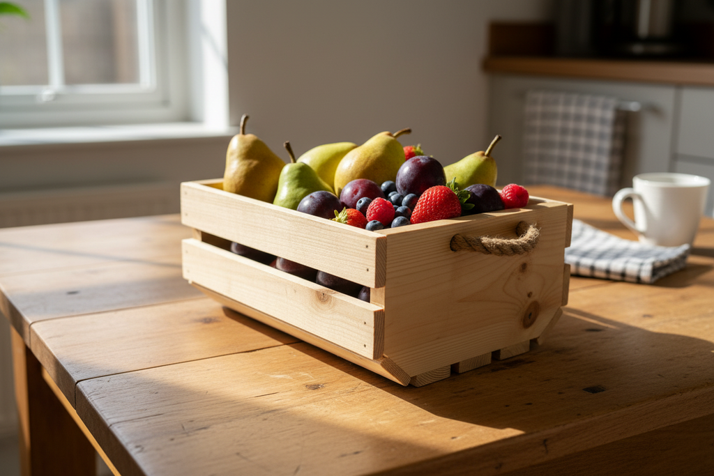 Rustic Rope Handle Fruit Rack | Handcrafted Timber Kitchen Storage | FRYDECO