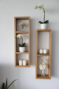 Asymmetric Wooden Wall Shelf Set of 2 - Rustic Plant Shelves | FRYDECO