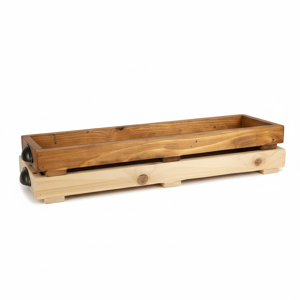 Rustic wooden trays stacked together