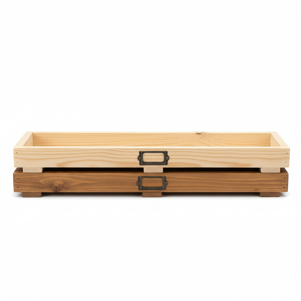 Rustic wooden trays stacked