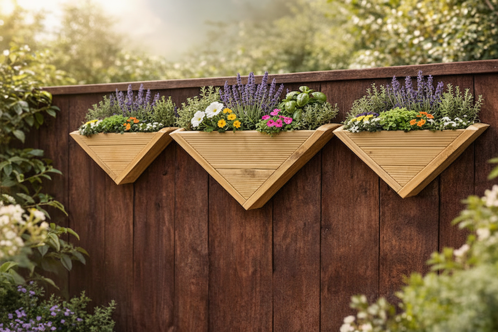 Wooden Triangle Wall Planters - Set of 3