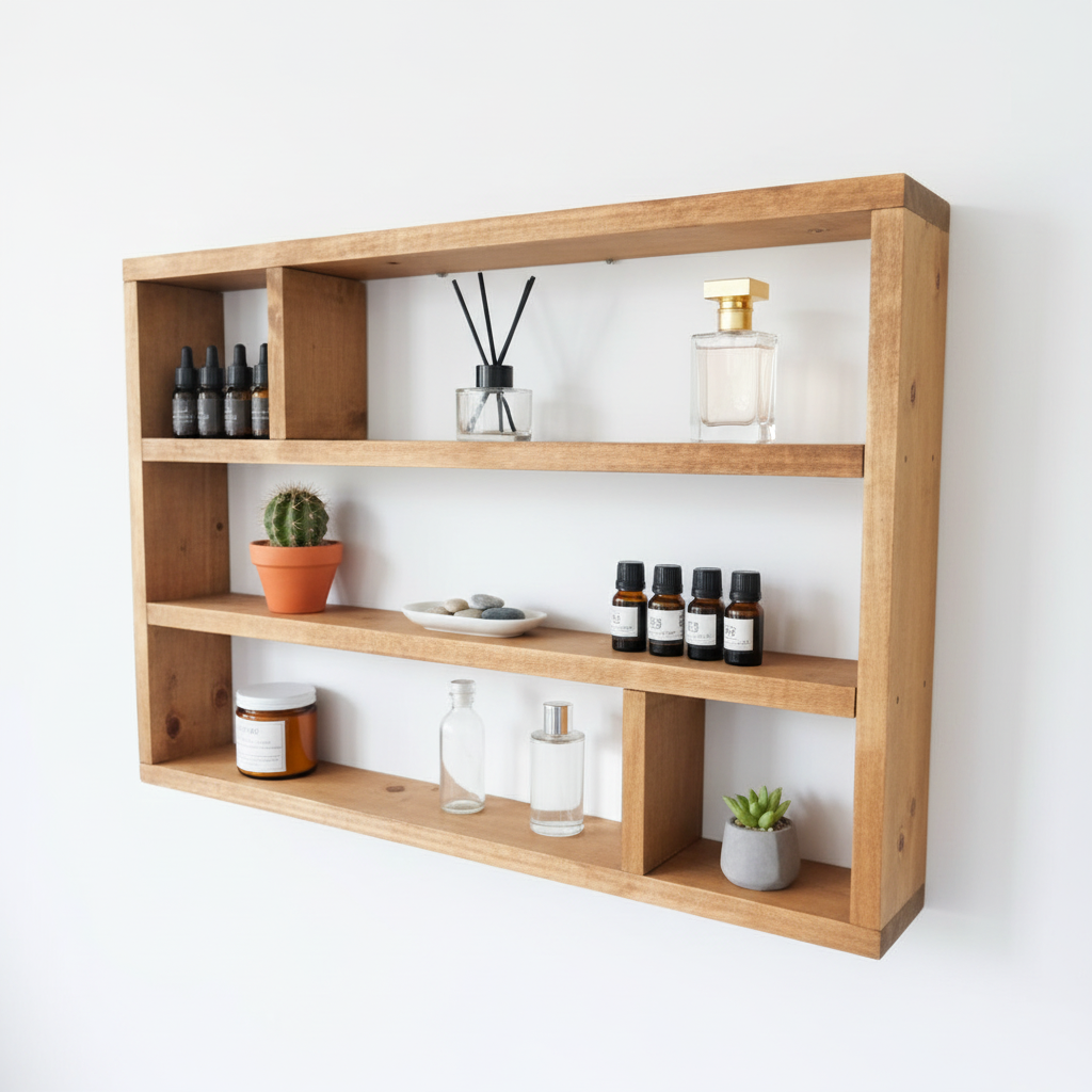 Horizontal Essential Oils Shelf - Wide Wooden Display Shelf | FRYDECO