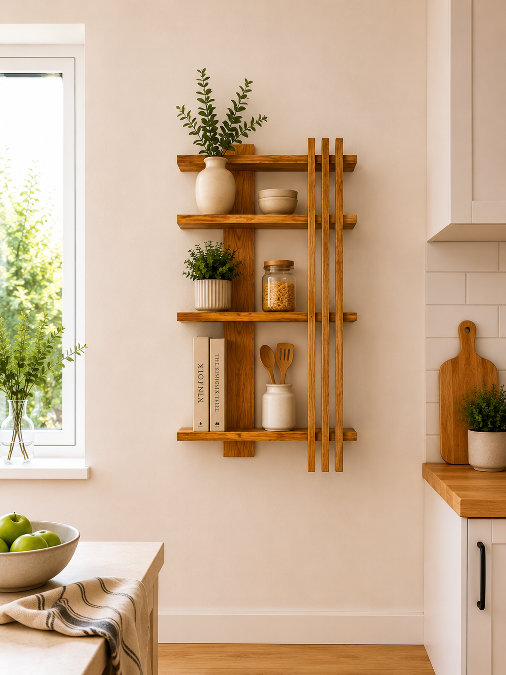Modern Geometric Pine Shelf | Handmade Minimalist Floating Storage | FRYDECO