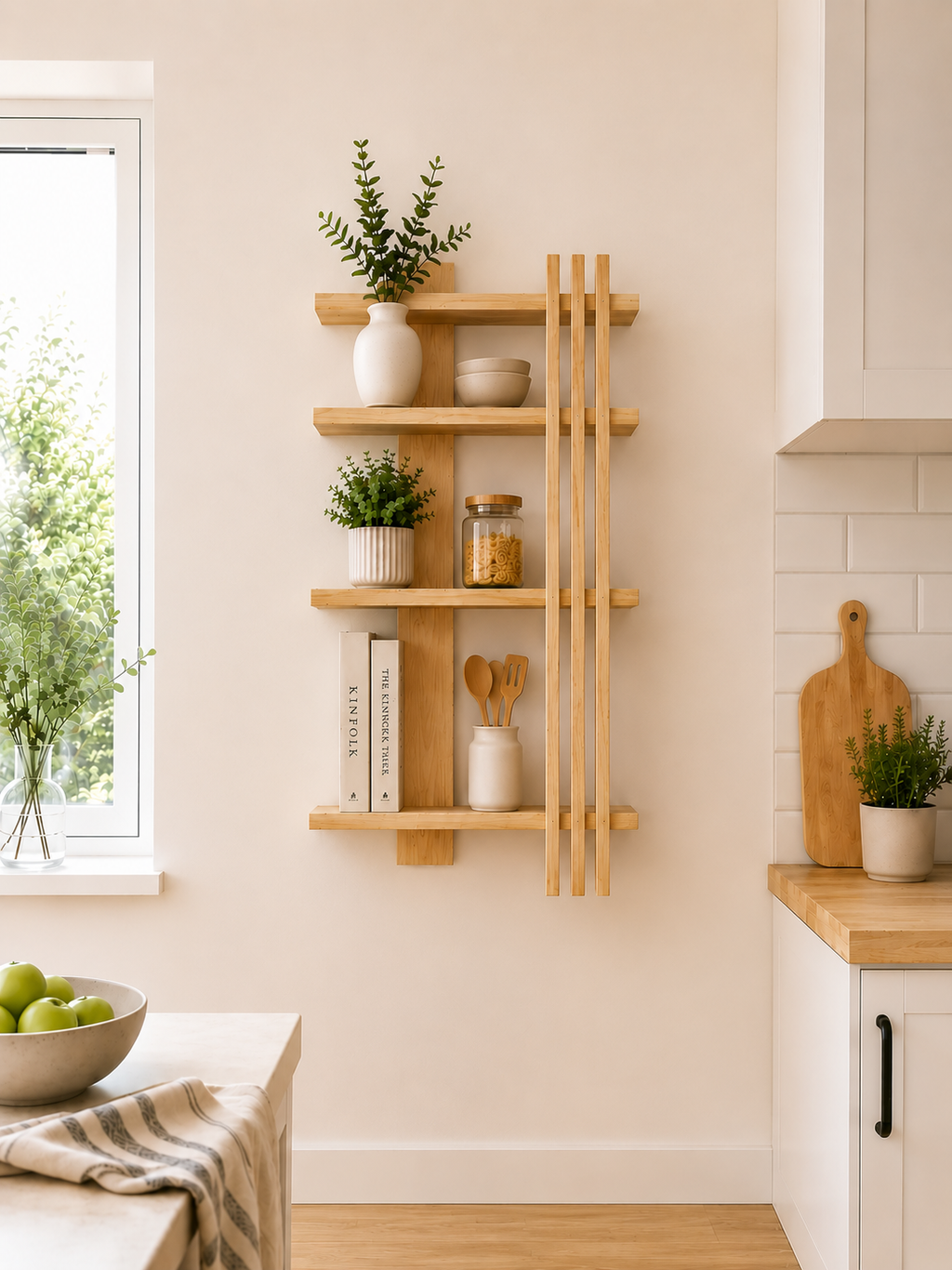 Modern Geometric Pine Shelf | Handmade Minimalist Floating Storage | FRYDECO