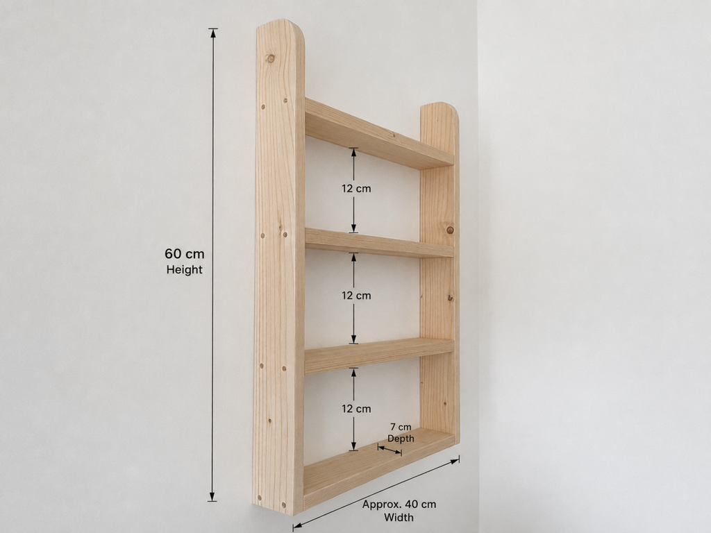 Handmade Wooden Spice Rack | 4 Tier Wall Mounted | FRYDECO