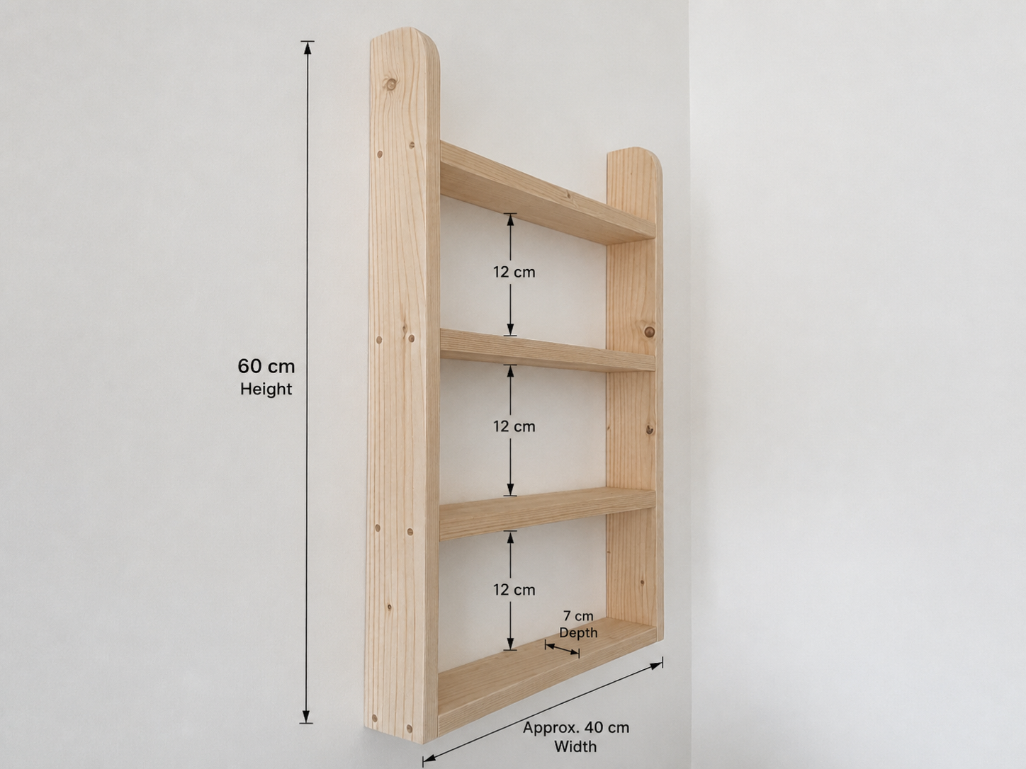 Handmade Wooden Spice Rack | 4 Tier Wall Mounted | FRYDECO