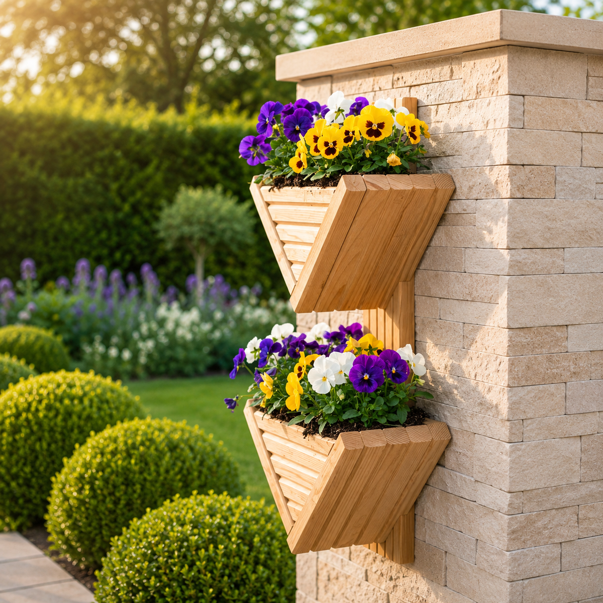 Diamond-Shaped Wall Planter 2 Tier - Geometric Garden Planter | FRYDECO