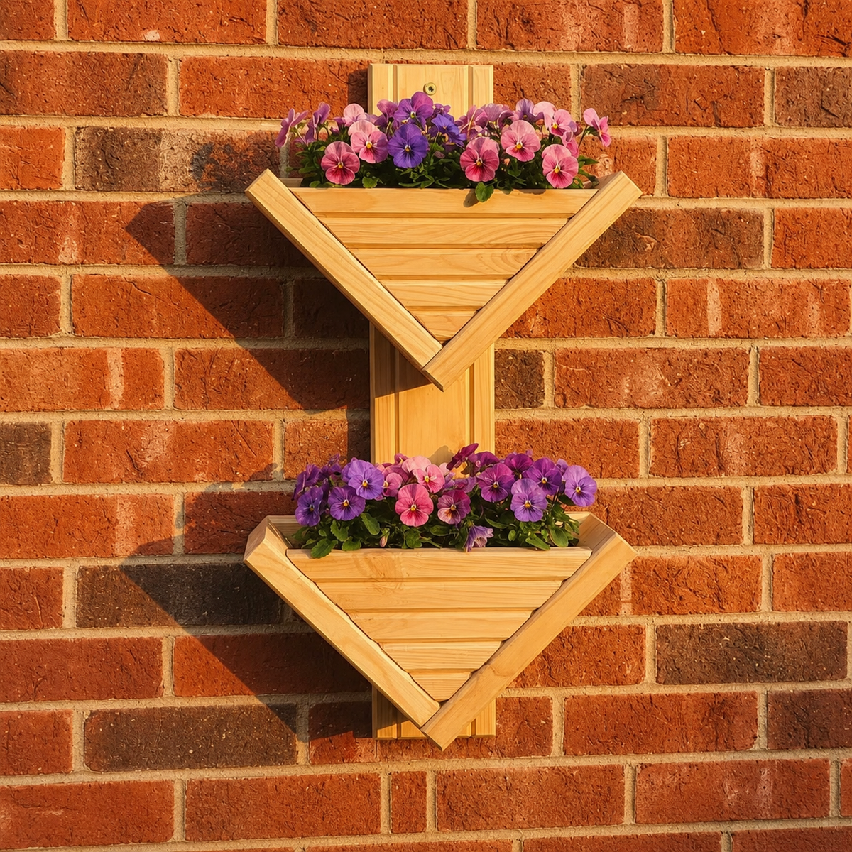 Diamond-Shaped Wall Planter 2 Tier - Geometric Garden Planter | FRYDECO