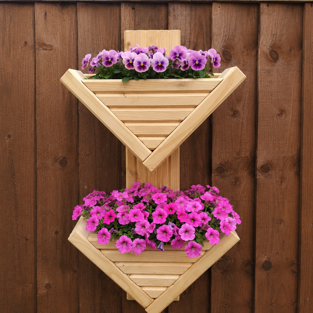 Diamond-Shaped Wall Planter 2 Tier - Geometric Garden Planter | FRYDECO