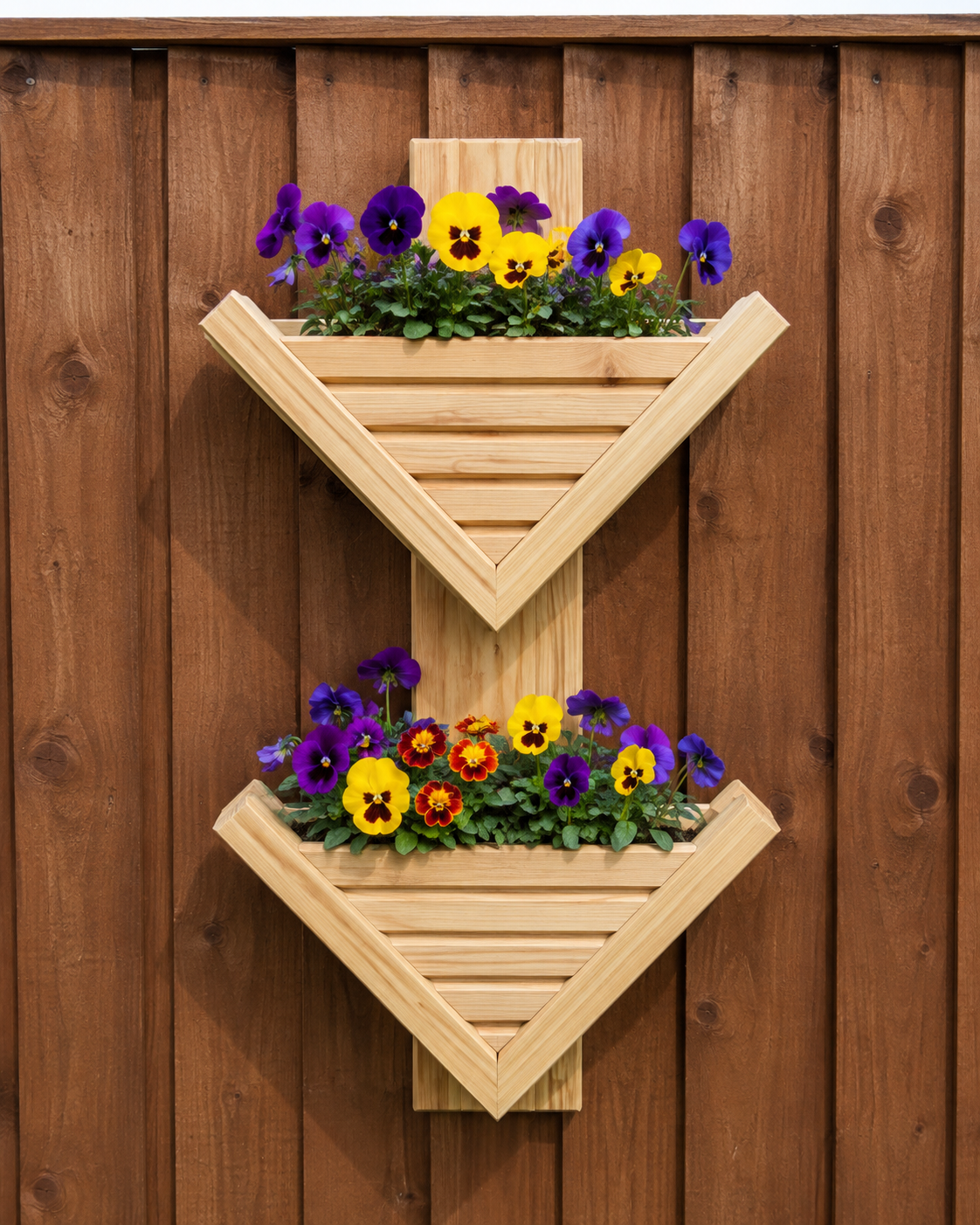 Diamond-Shaped Wall Planter 2 Tier - Geometric Garden Planter | FRYDECO