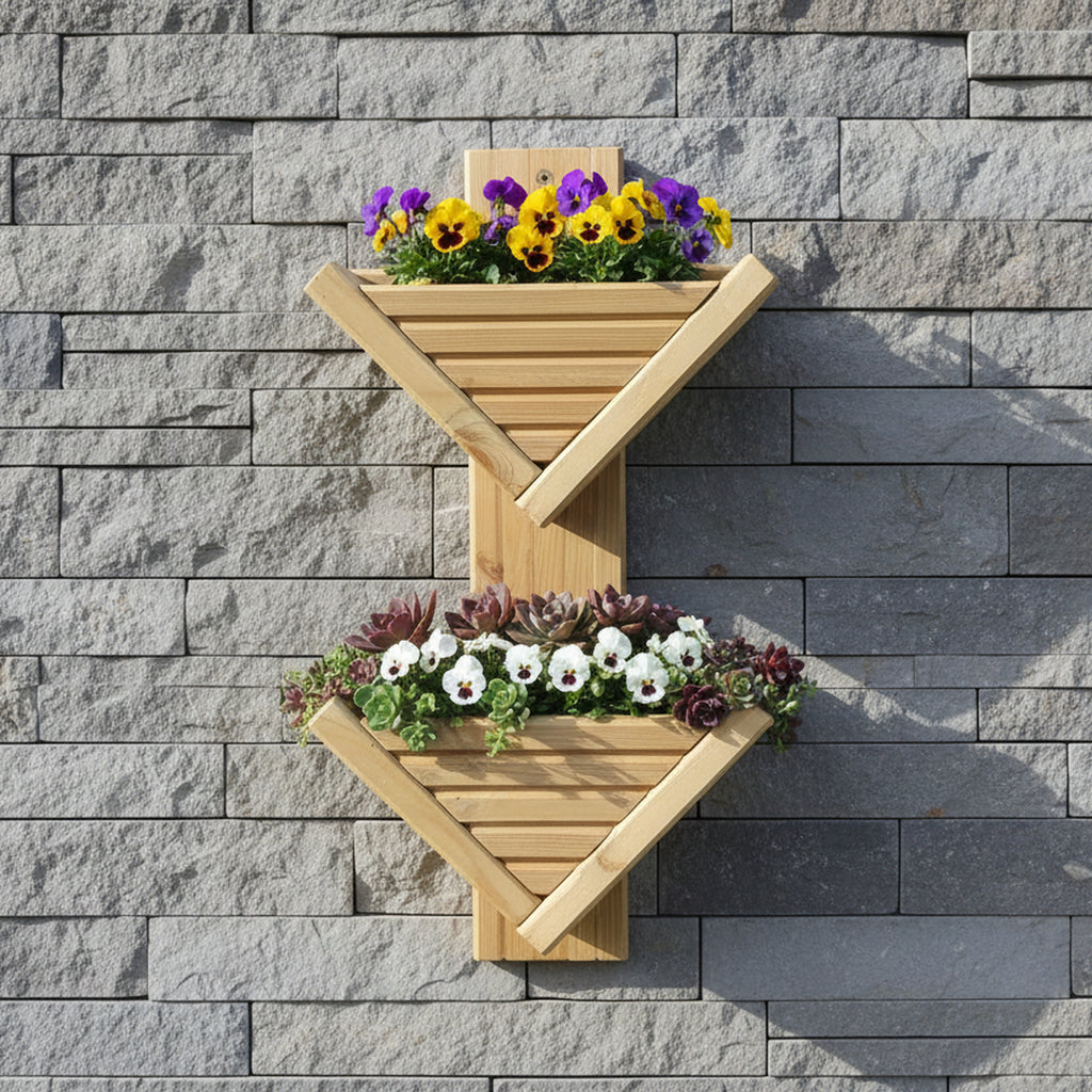 Diamond-Shaped Wall Planter 2 Tier - Geometric Garden Planter | FRYDECO