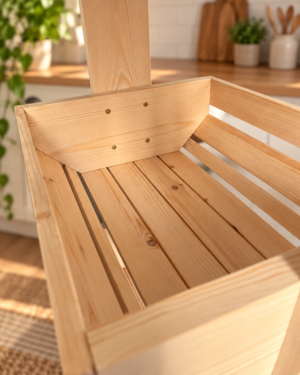 Wooden Fruit & Vegetable Storage Rack, 3 Tier Kitchen Produce Stand, Freestanding Pine Pantry Organiser with Top Shelf