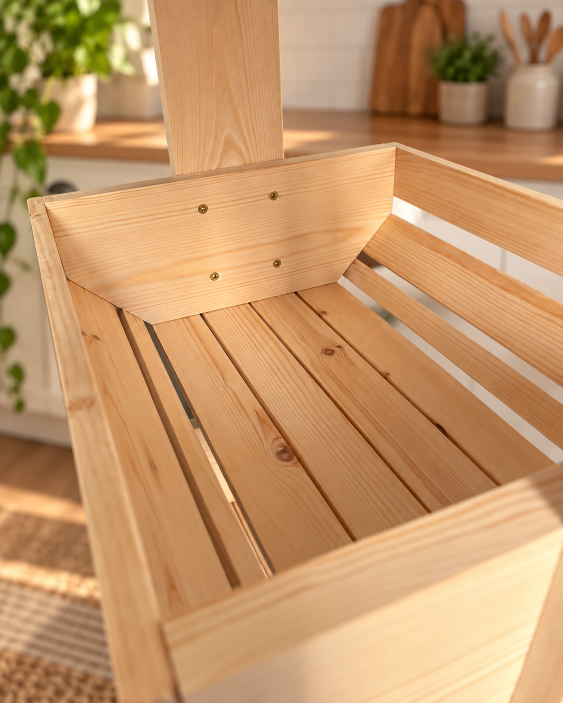 Wooden Fruit & Vegetable Storage Rack, 3 Tier Kitchen Produce Stand, Freestanding Pine Pantry Organiser with Top Shelf