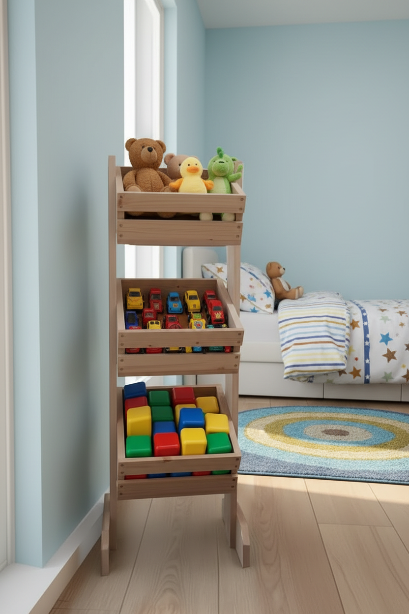 Handcrafted Wooden Display Rack | 3-Tier Storage | FRYDECO