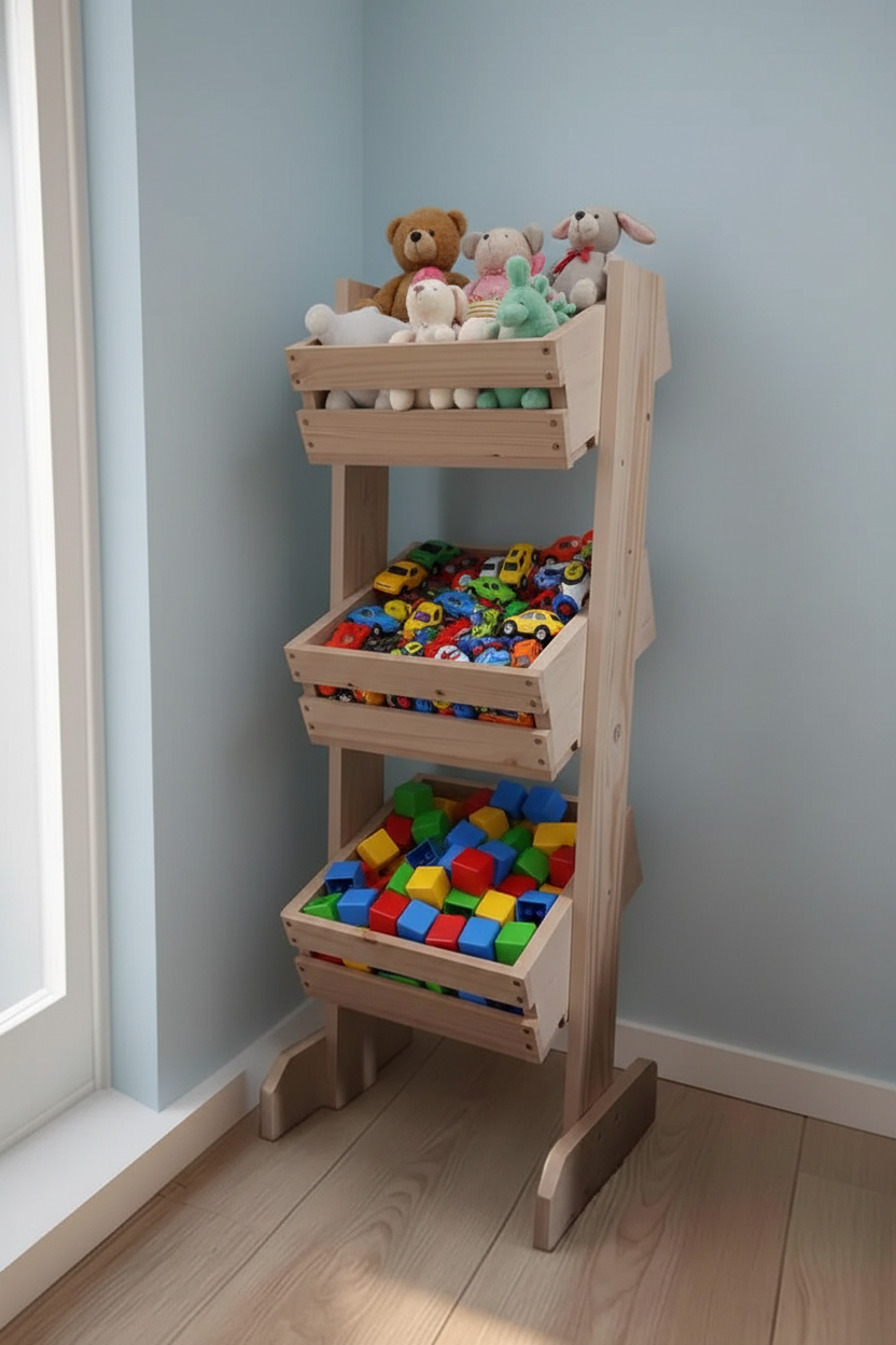 Handcrafted Wooden Display Rack | 3-Tier Storage | FRYDECO