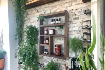 Essential Oils Wall Shelf - Rustic Wooden Display Shelf | FRYDECO