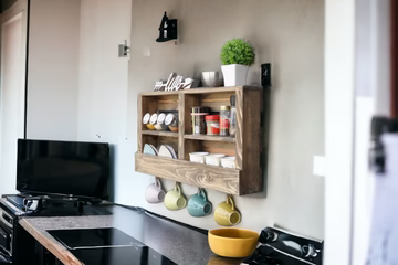 Large Rustic Wall Shelf with Hooks - Reclaimed Wood Organizer | FRYDECO